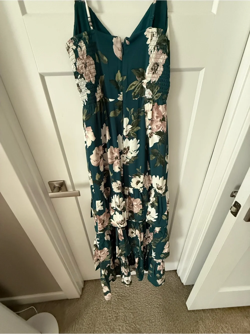 Abercrombie & Fitch Teal Floral Maxi Dress with Blush and Cream Flowers